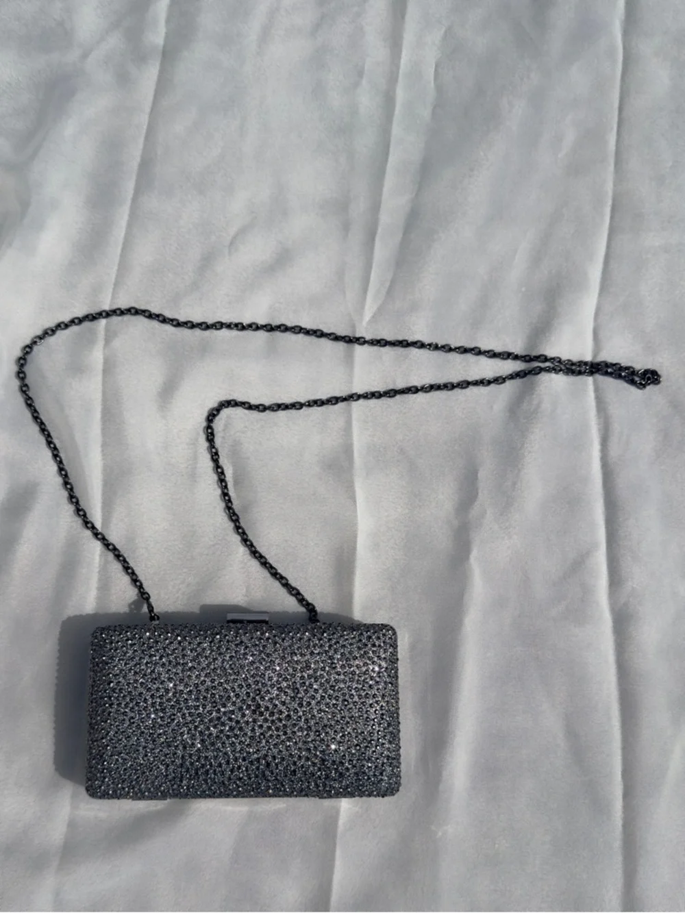 NATASHA Gunmetal Gray Swarovski Crystals Embellished Crossbody Evening Bag